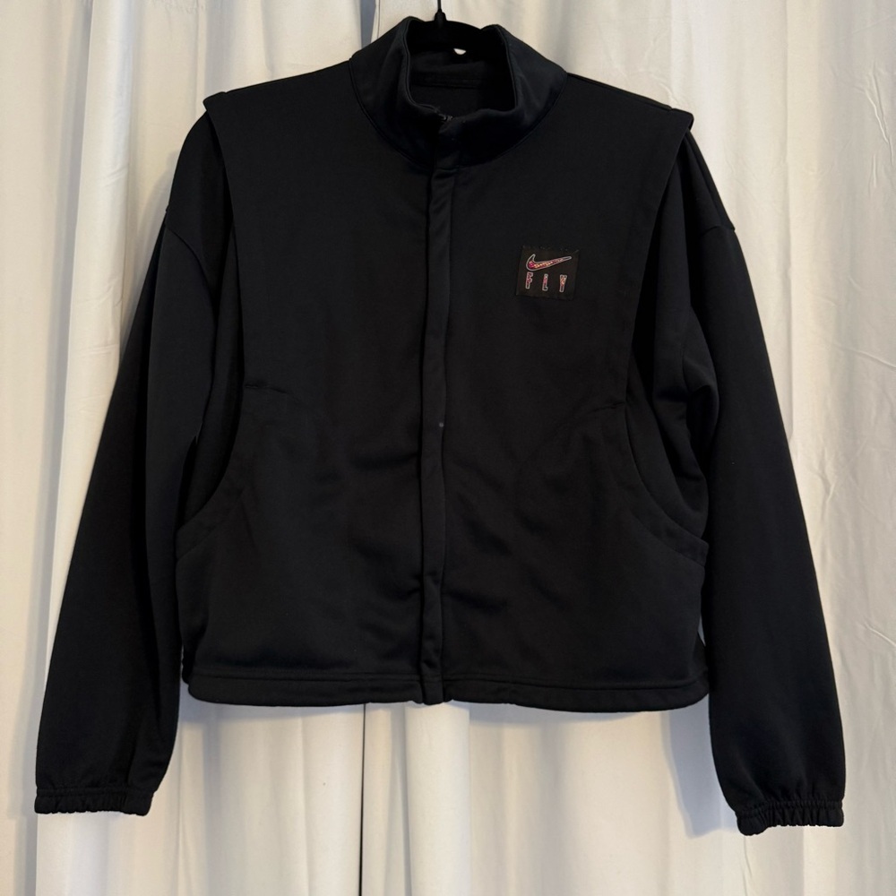 Nike Cropped Jacket Women Medium Black Boxy Full Zip Streetwear
